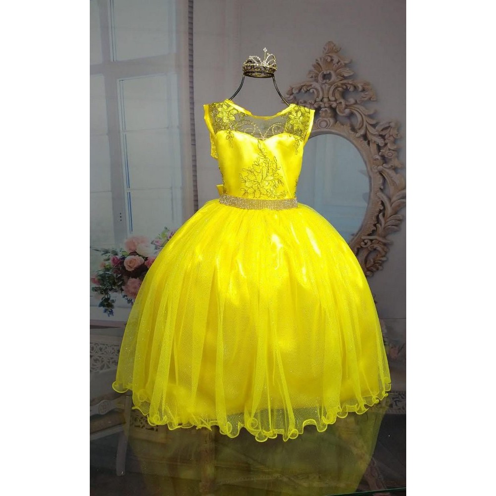 Vestido amarelo infantil 8 2024 anos