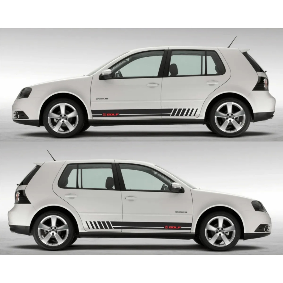 Kit Par Adesivos Faixas para carro Laterais Golf Volkswagen friso ...