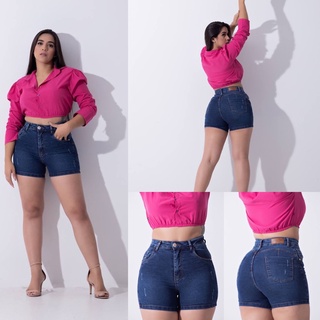 Short jeans hot sale meia perna