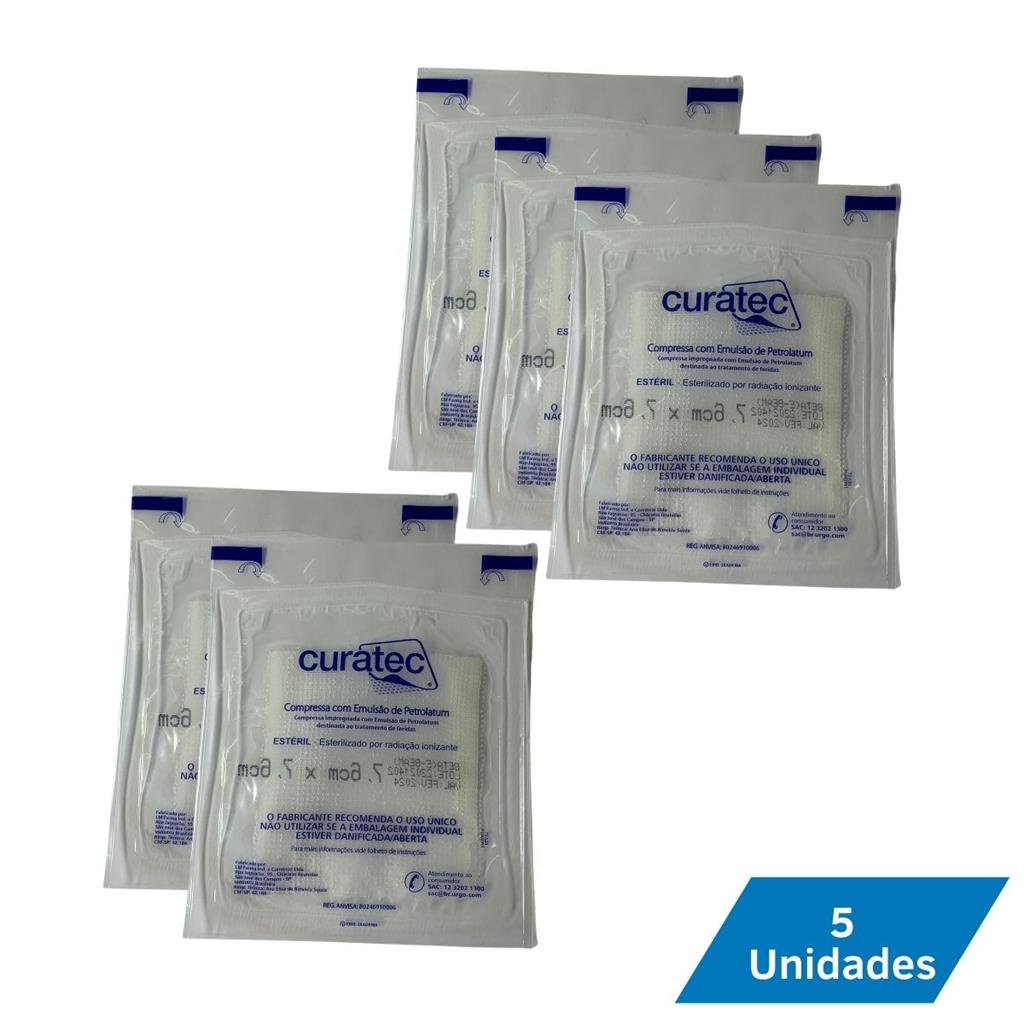 Kit 5 Curatec compressa emulsao de petrolatum curativo queimaduras e ...