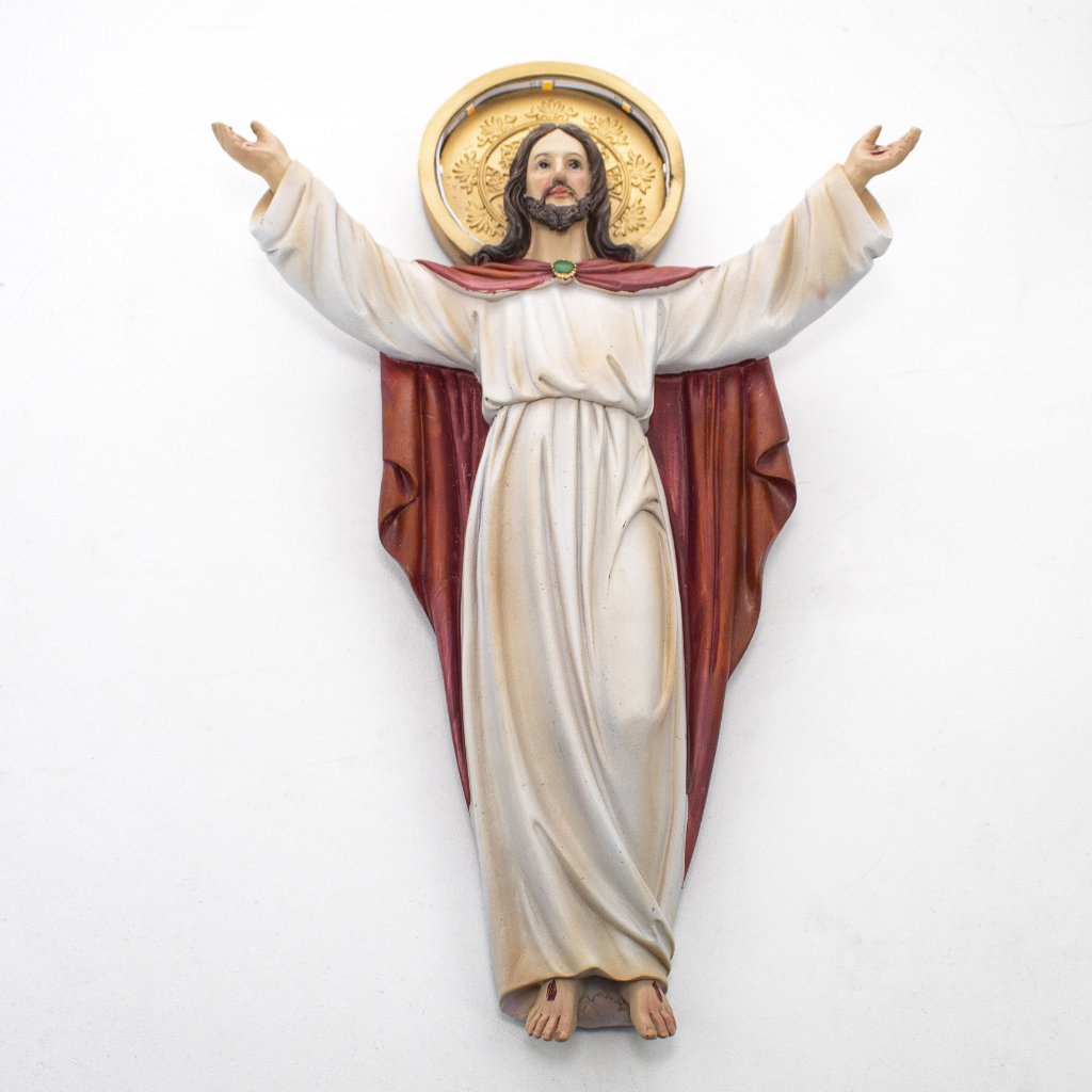 Imagem Jesus Ressuscitado Parede Com LED Importado Resina 32 cm ...