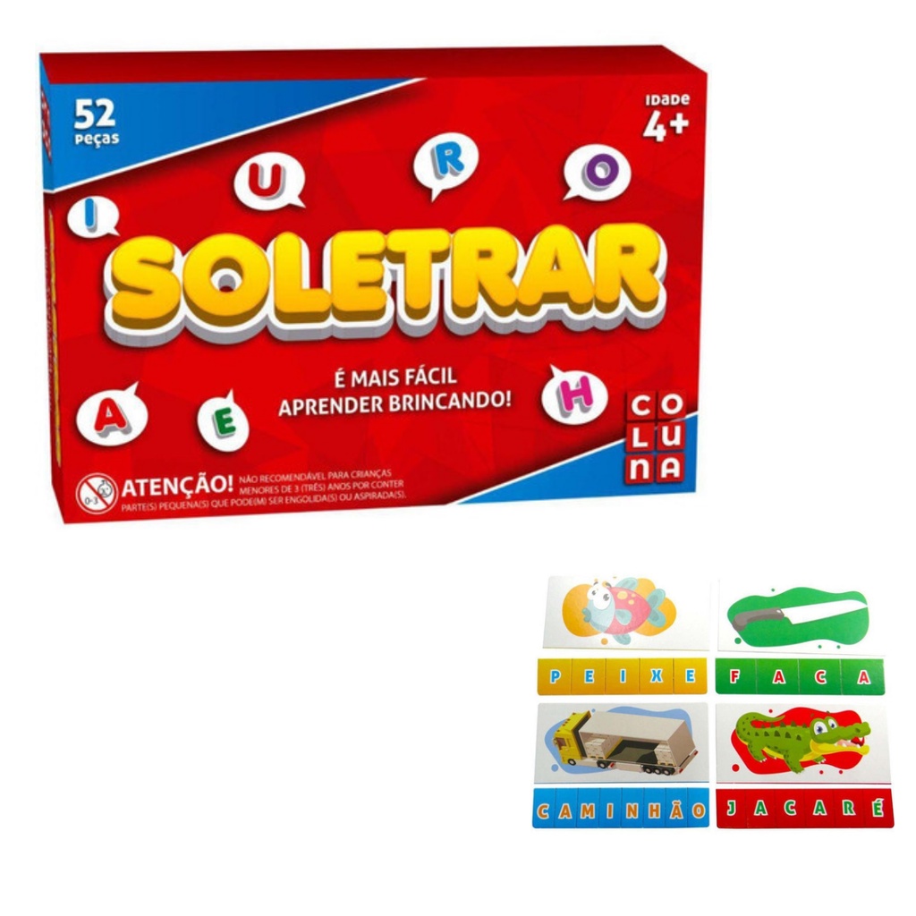 Jogo Brinquedo Pedagógico Soletrar Aprender Educativo 52 peças - PRONTA ...