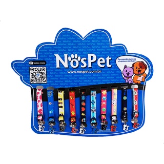 Kit Coleira Cartela Pet Com pingente de Gatinho jogo C/10un