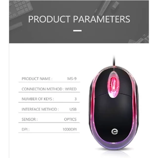 Mouse USB óptico MS-9 com Led Mini Preto