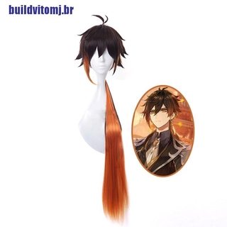 （tomjbr）Black-brown Game Genshin Impact CustomCosplay Zhongli Cosplay Wig Hair