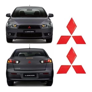 Adesivo Logo Mitsubishi Resinado Vermelho Refletivo Lancer