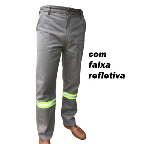 Calça Brim Para Trabalho Profissional Com FAIXA REFLETIVA