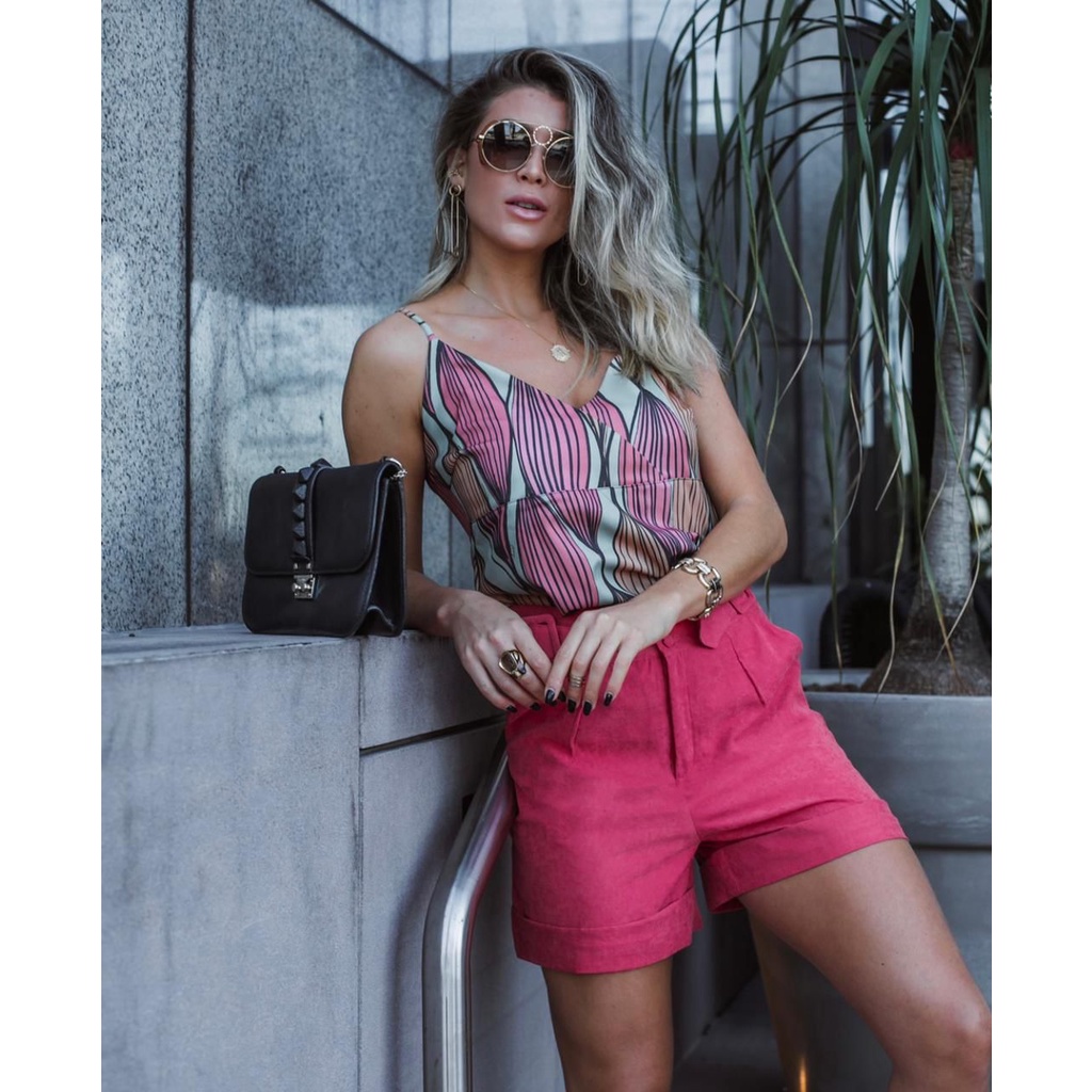 Conjunto Xadrez Feminino Short e Cropped na Alfaiataria - Atacado 44.