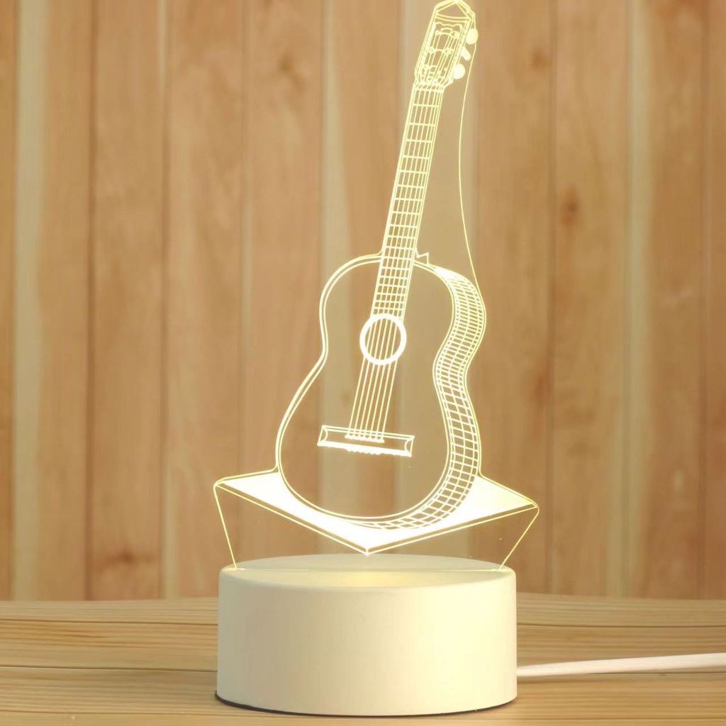 Luminária de Mesa de LED 3D Criativa / Luz Noturna Decorativa Guitarra