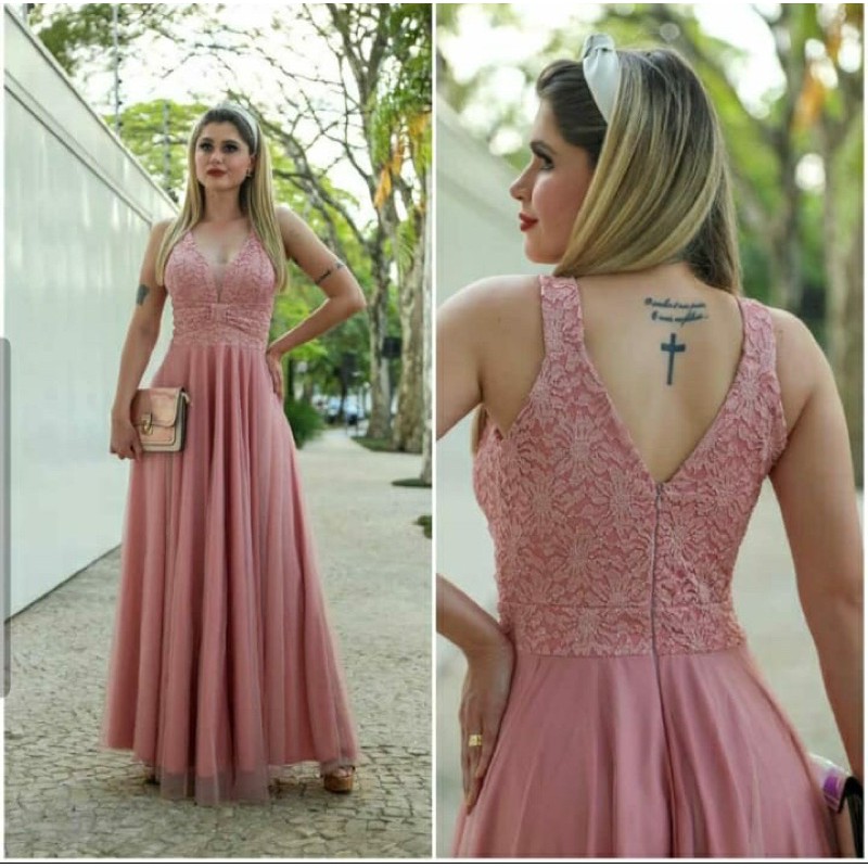 Vestido para madrinha de 2024 casamento plus size rose