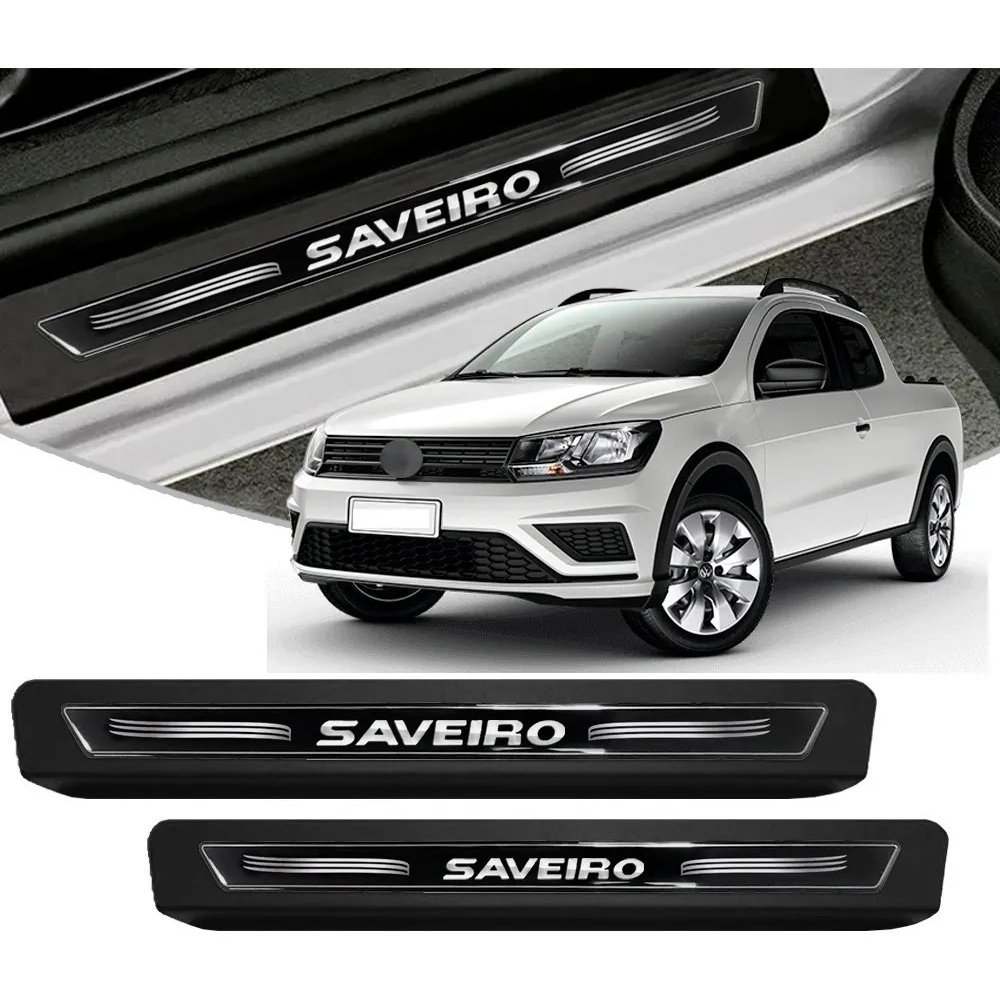 Kit Soleira Protetor Vw Saveiro G2 G3 G4 G5 G6 G7 G8 - Preto