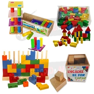 Brinquedos De Madeira Educativos Pedagógico - Kit 4 Peças JP