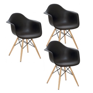 Kit 3 Cadeiras Charles Eames Eiffel Com Braço Preta Branca Bege Outras