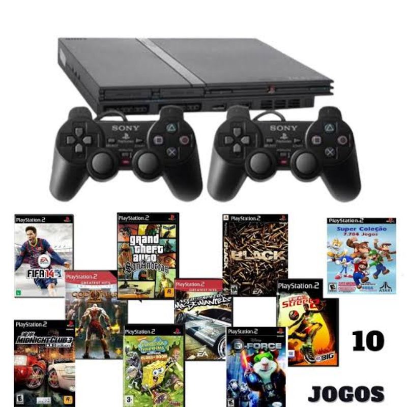 Playstation 2 Slim Ps2 Slim + Hd 500gb Lotado de Jogos