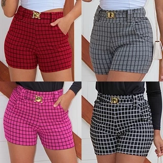 Short Feminino, Bermuda Feminina com Bolso na Frente e Cinto - ENVIO IMEDIATO