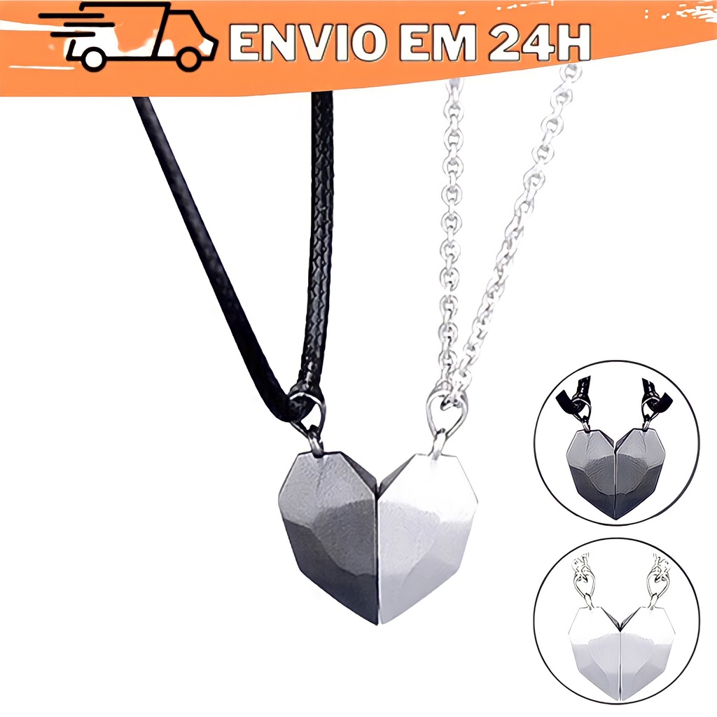 2 peças colar casal magnético amante coração distância emparelhado ...