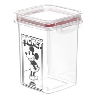 Pote de acrílico quadrado mickey empilhavel com tampa hermetica vedacao borracha 830ml