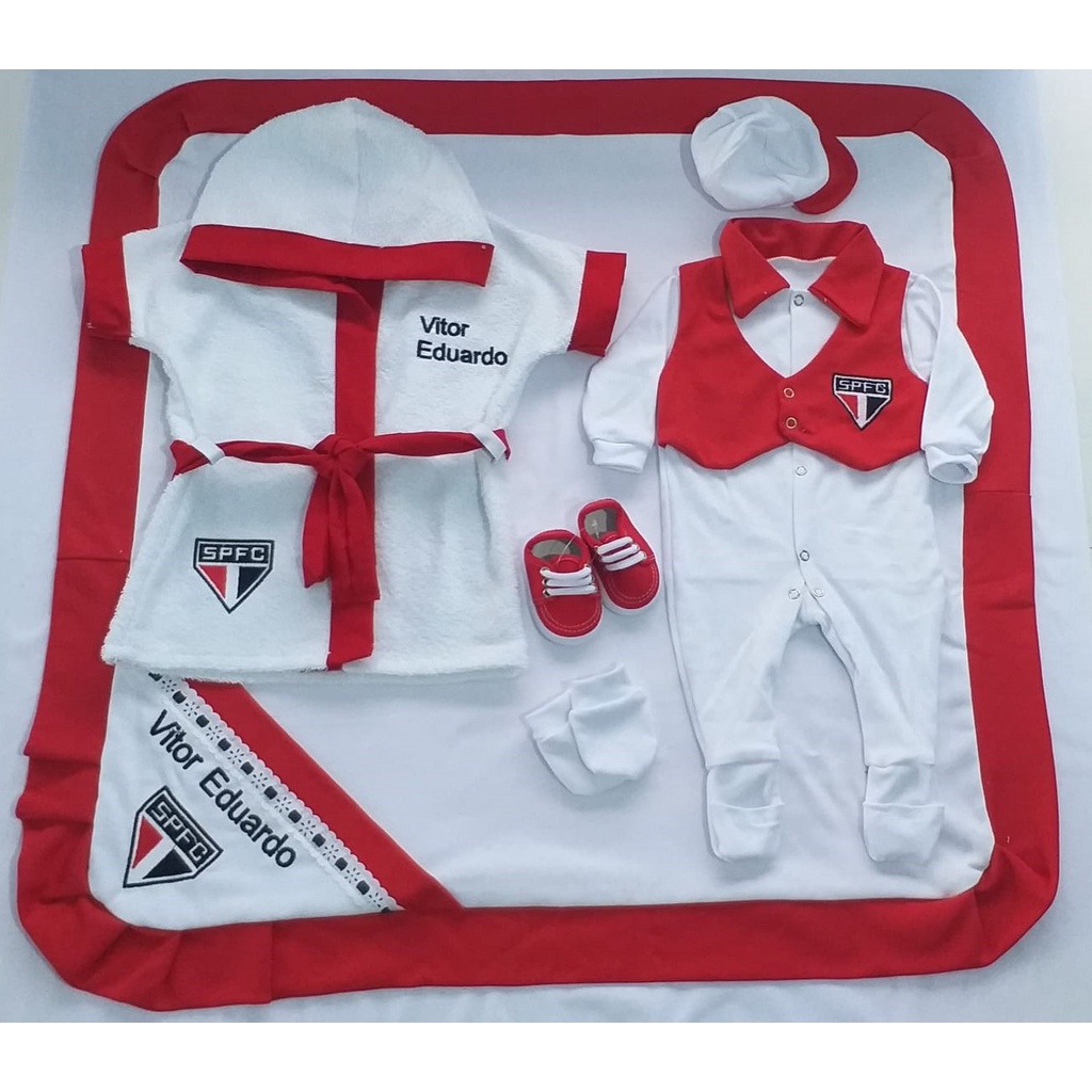 Saída Maternidade do time São Paulo e Roupão Personalizado | Shopee Brasil