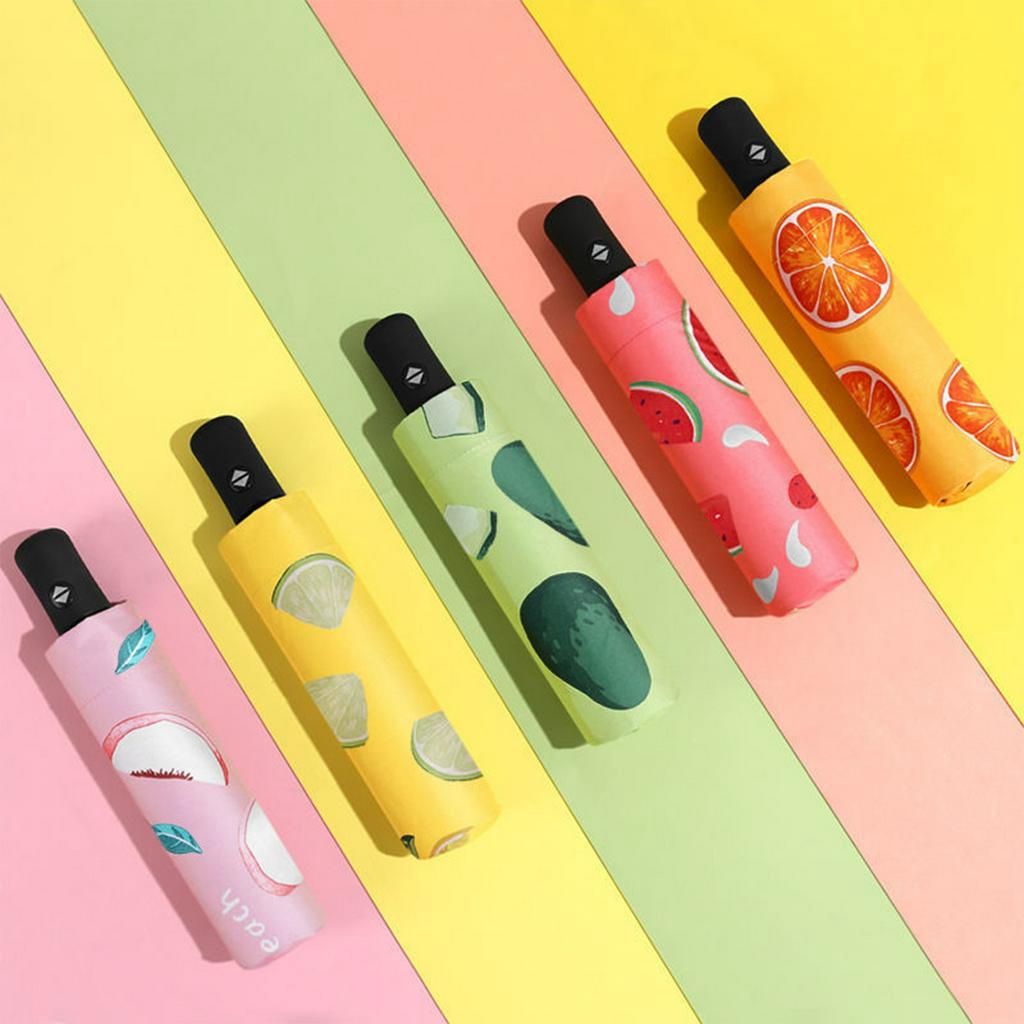 Umbrella Fruit Folding Totalmente Automático Chuva E Brilho Duplo Objetivo Estudantes Masculinos Femininos Versão Coreana Sombreamento Solar