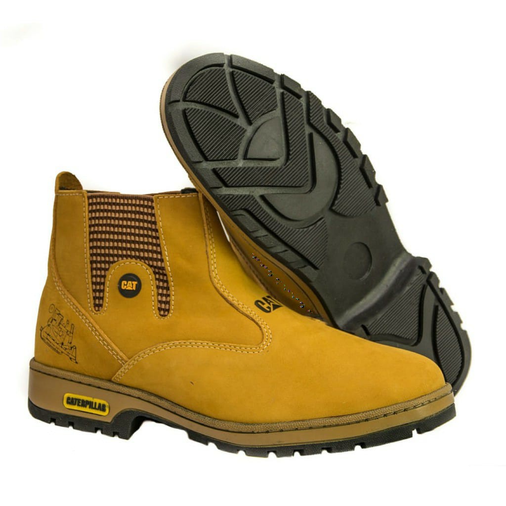 Bota Masculina CAT Caterpillar 090 Couro Legítimo Amarelo Cúrcuma