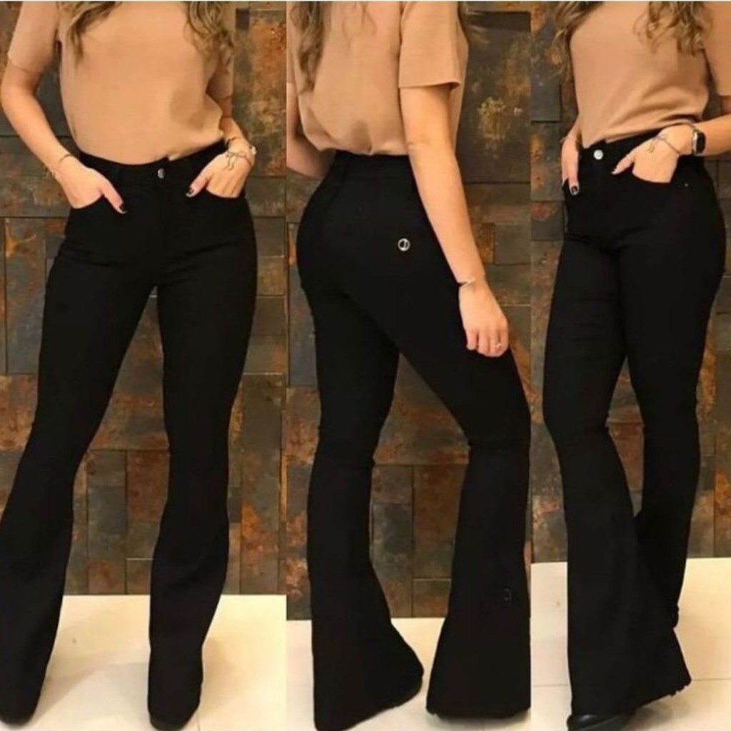 Calça jeans 2024 flare preta