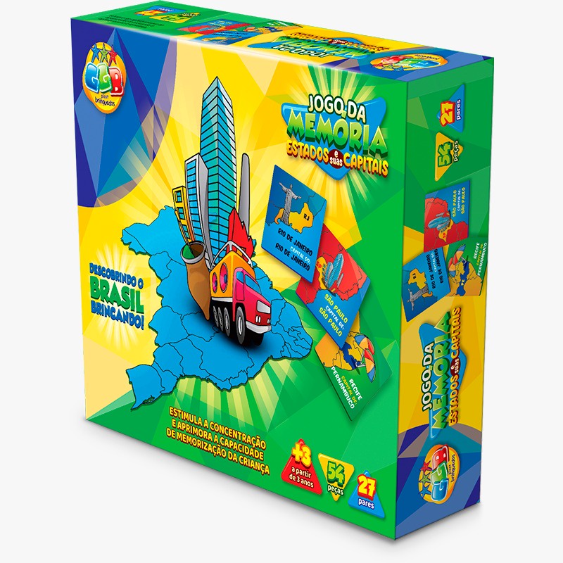 Jogo Da Memória Educativo Estados E Suas Capitais Do Brasil Com 54 ...