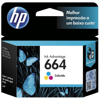 Cartucho HP 664 colorido Original (F6V28AB) Para HP Deskjet 2136, 2676, 3776, 5076, 5276 CX 1 UN