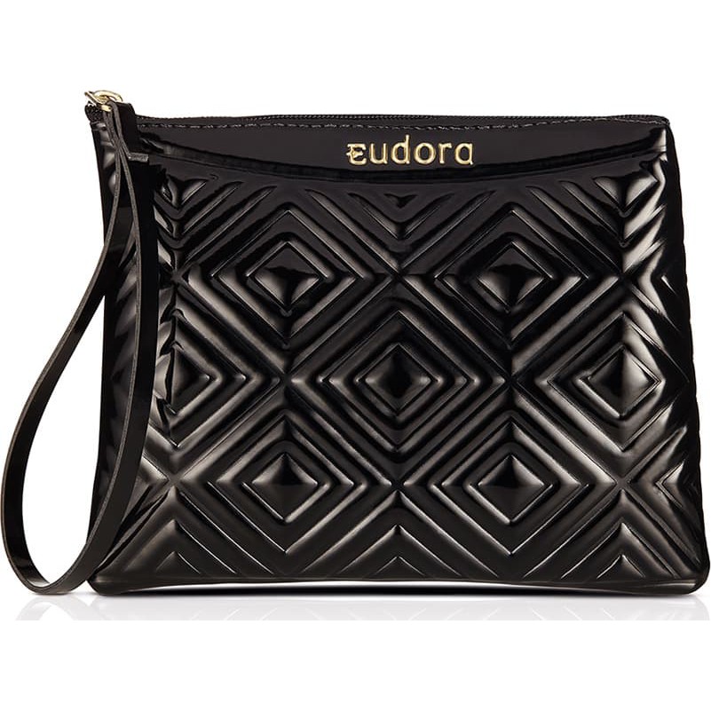 Necessaire Vinil Relevo Preta Eudora | Shopee Brasil