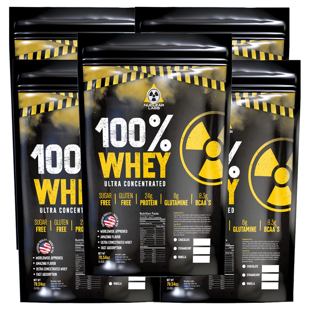 5x Whey Protein 10kg (5 refils) 100% Ultra Concentrado Importado ZERO Açucar ZERO Glúten Top