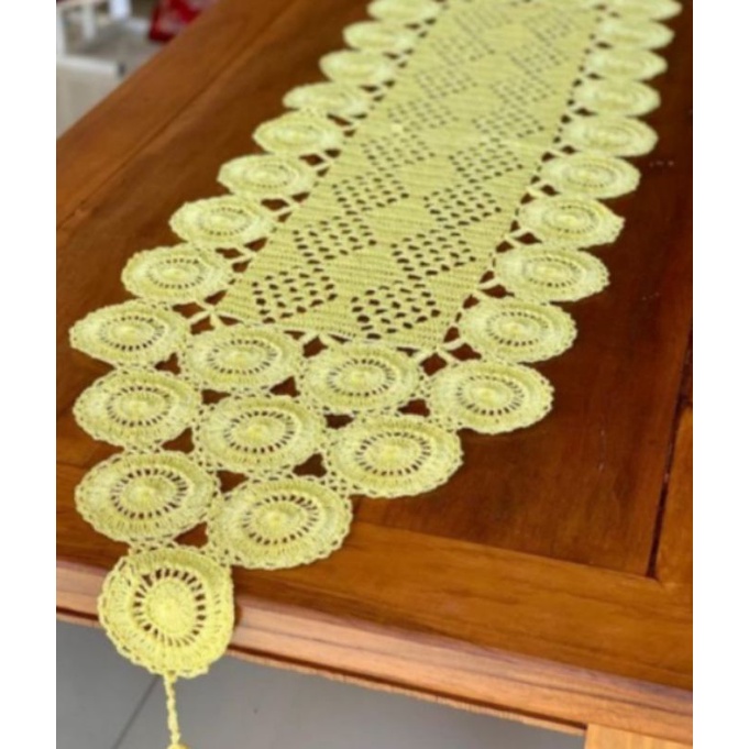 caminho de mesa amarelo de crochê - ARTESANATO DIVERSAS CORES