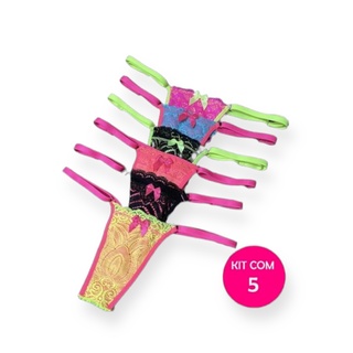 Kit 5 Calcinhas Color Neon Sexy Preço de Revenda