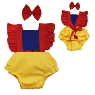 Jardineira Macacão Branca de Neve com Laço Mesversário Roupa Menina