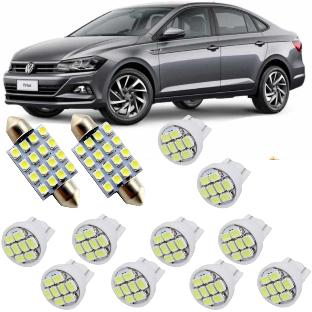 Kit Lâmpadas Led Novo Polo Virtus iluminação Teto Placa Ré Farolete 6500k
