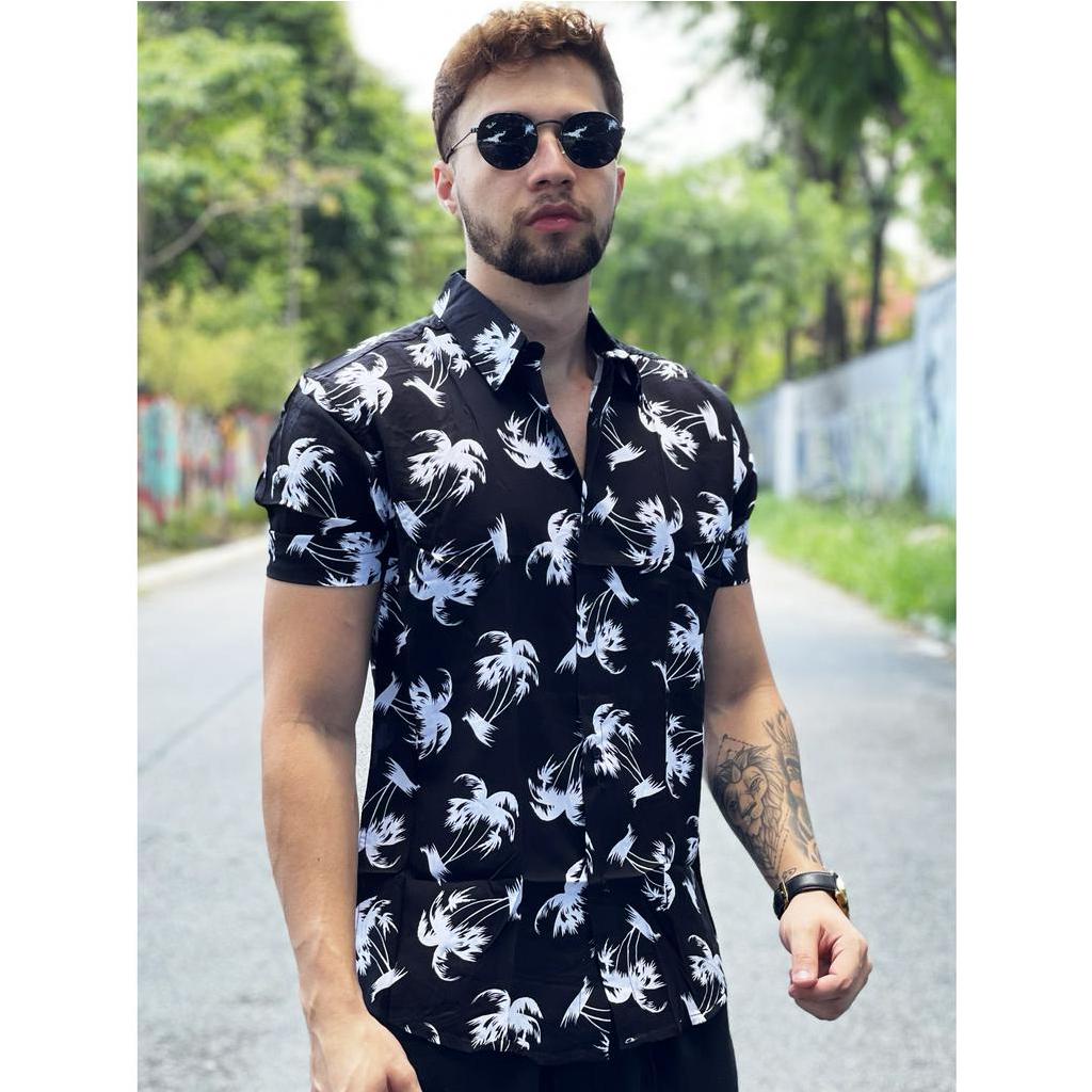 Camisa Florida Manga Curta Verão