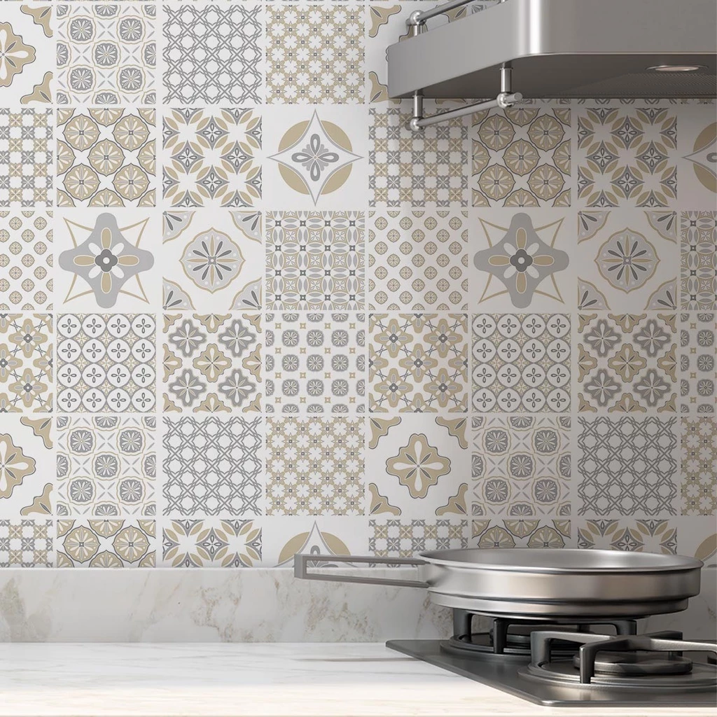 Papel de parede azulejo neutro