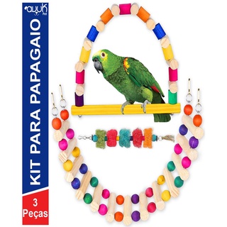 Combo Para Papagaio Balanco Ponte e Brinquedo