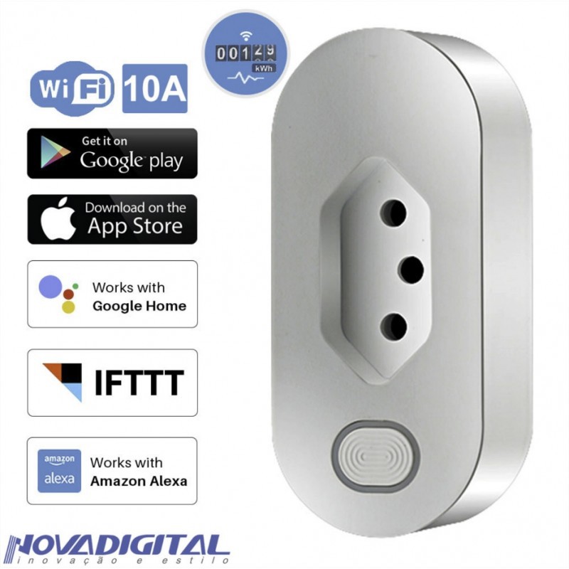 Tomada Inteligente WIFI Smart Home 16A com Monitoramento de Energia APP  Automação Residencial