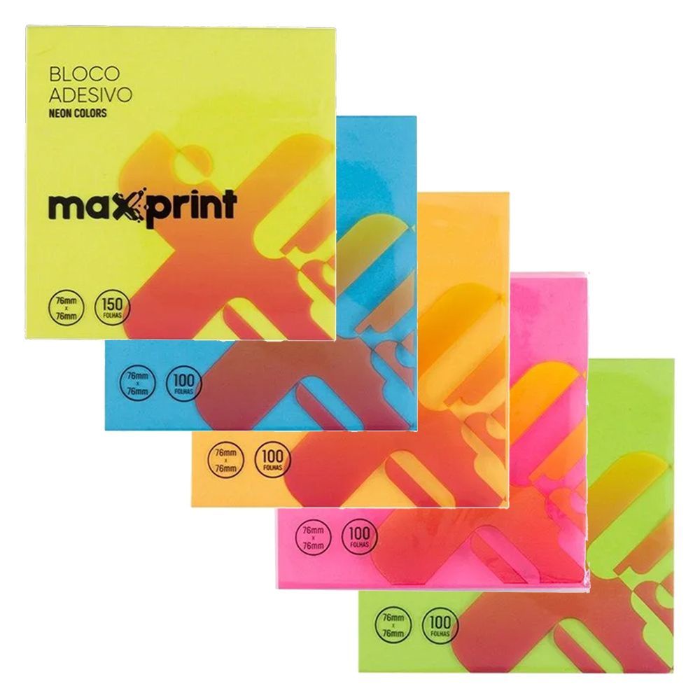 Bloco Adesivo Neon 76×76cm - 100 Folhas - Maxprint – 1UN | Shopee Brasil