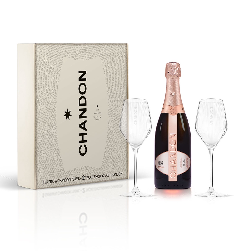 Chandon Brut Rose 750 ml com 2 taças de vidro exclusivas | Shopee Brasil