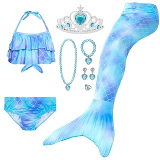 Criança Sereia Traje Meninas Sereia Cauda Swimsuit Biquíni Ariel Disney Presente De Aniversário Cosplay Dress up