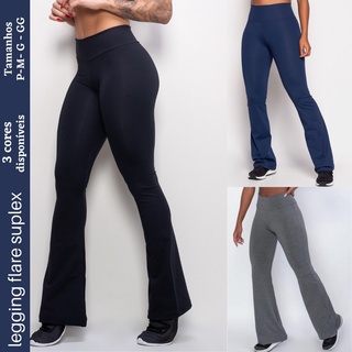 Calça Flare Boca de Sino Bailarina Legging Lisa Suplex Leg Cintura