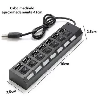 Hub 2.0 Adaptador Extensor Carregador Usb Led Chave Seletora 4 portas e 7 portas em Oferta na Shopee
