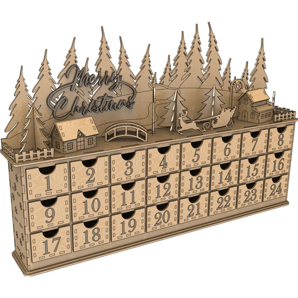 Natal Calendário De Advento Em Mdf