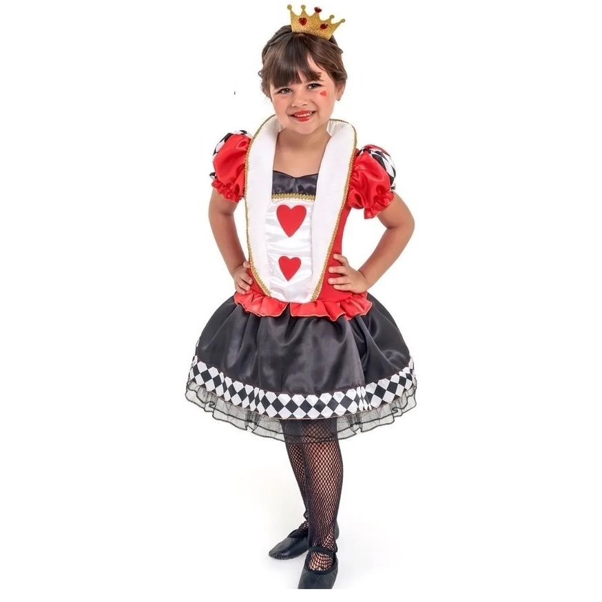 Fantasia Infantil Rainha de Copas Festas Carnaval + Tiara | Shopee Brasil