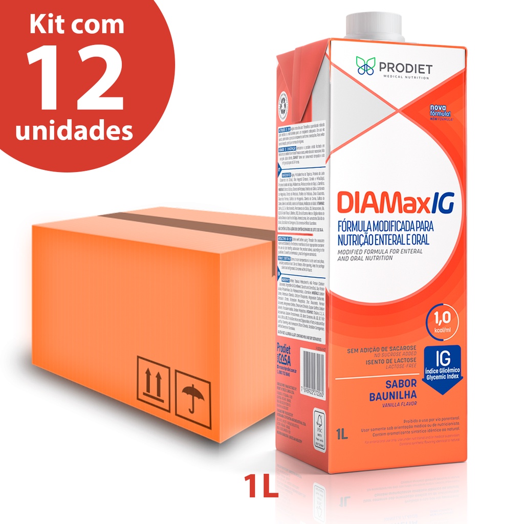 Diamax IG 1L Dieta Enteral Para Diabéticos - Prodiet - Caixa com 12 ...