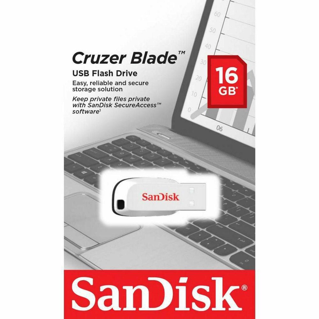 Pen Drive 16gb Sandisk Branco Cruzer Blade Flash Drive USB 2.0 SDCZ50C ...