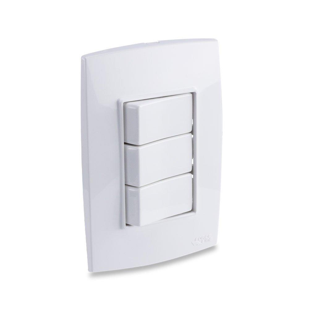 Conjunto 3 Interruptores Paralelos 10A 250V branco Rubi - Force Line