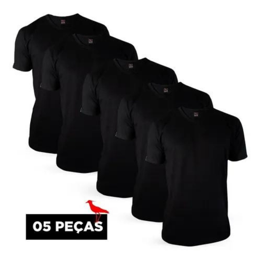 Kit 5 Camisetas Básicas Masculinas Lisas 5 Pretas De Alta Qualidade Gola Redonda Shopee Brasil 6472