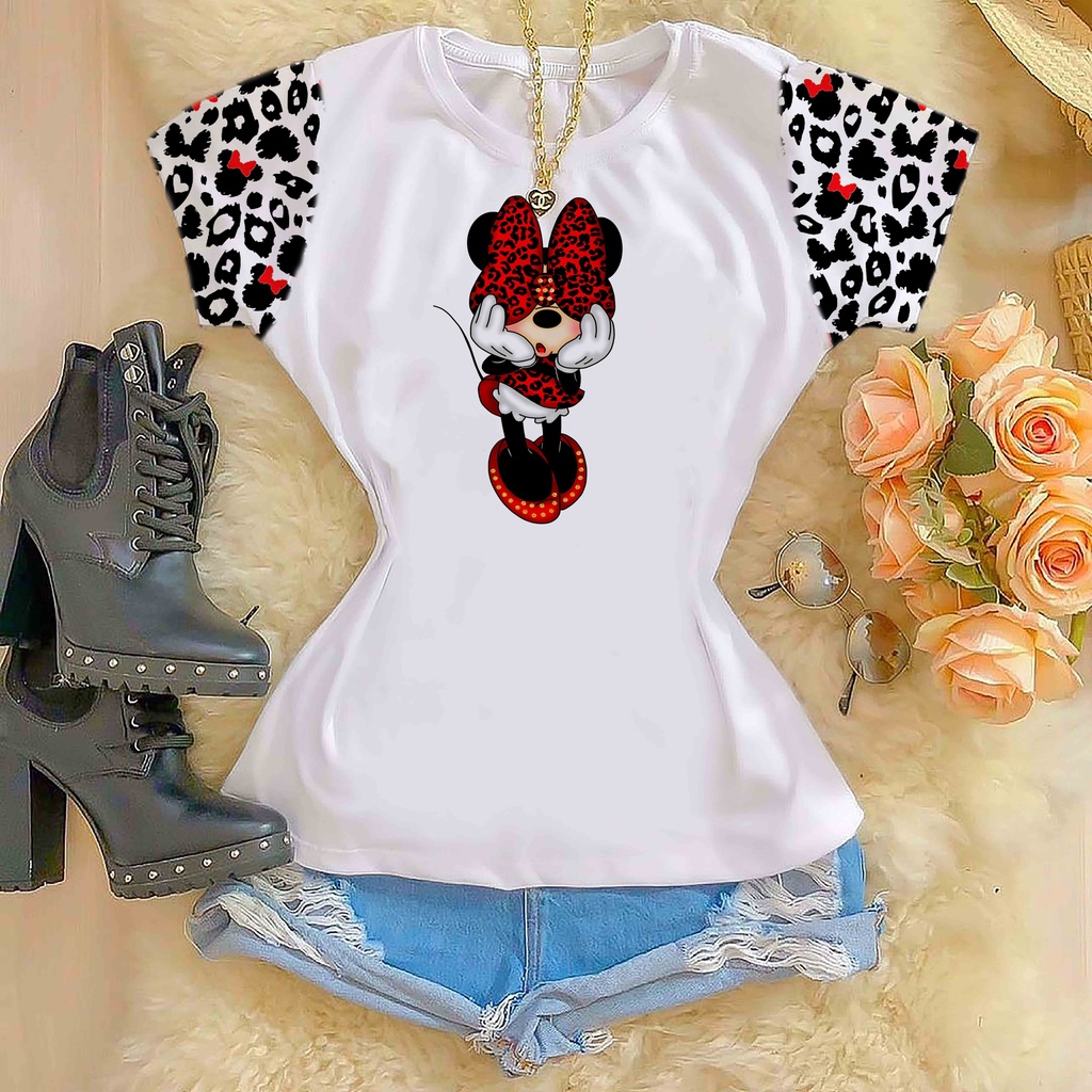 Camiseta Blusa Feminina T-Shirt Premium Desenho Minnie Algodão para O Dia  Dia Tamanho M Novo, Camiseta Feminina Nunca Usado 90765265