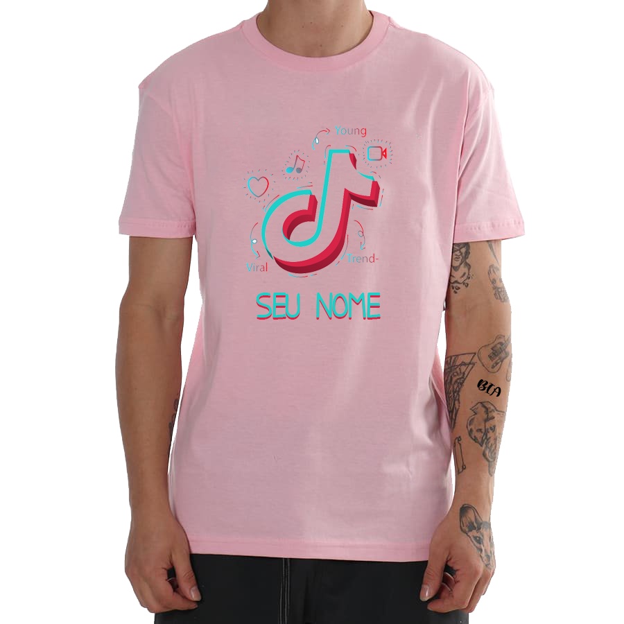 Camiseta Rosa Personalizada Com Nome Tik Tok Aplicativo Envio Imediato Shopee Brasil 8804